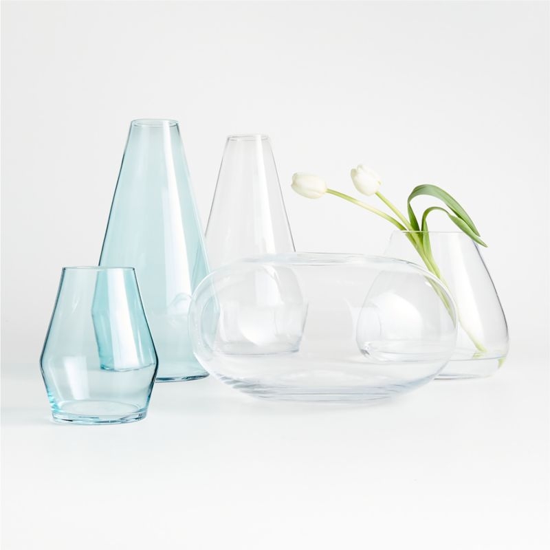 Laurel Large Angled Blue Glass Vase - Image 1