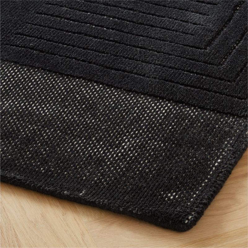 Larso Hand-Tufted Black Wool-Blend Area Rug 9'x12' - Image 1