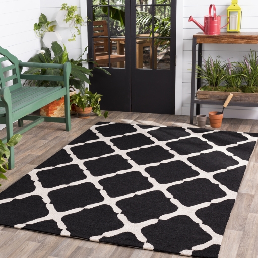 Rain Black Outdoor 2'6" x 8' Handmade Rug - Image 0