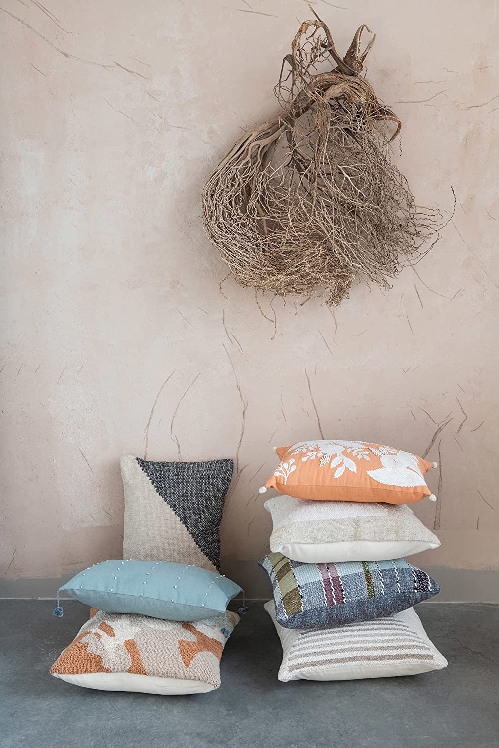 Pom Pom Tassels French Knot Lumbar Pillow, 20" x 12" - Image 2