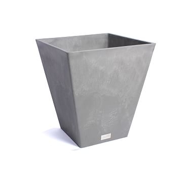 All Weather Eco Hevea Tapered Cube Short Planter, Charcoal - 18" - Image 0