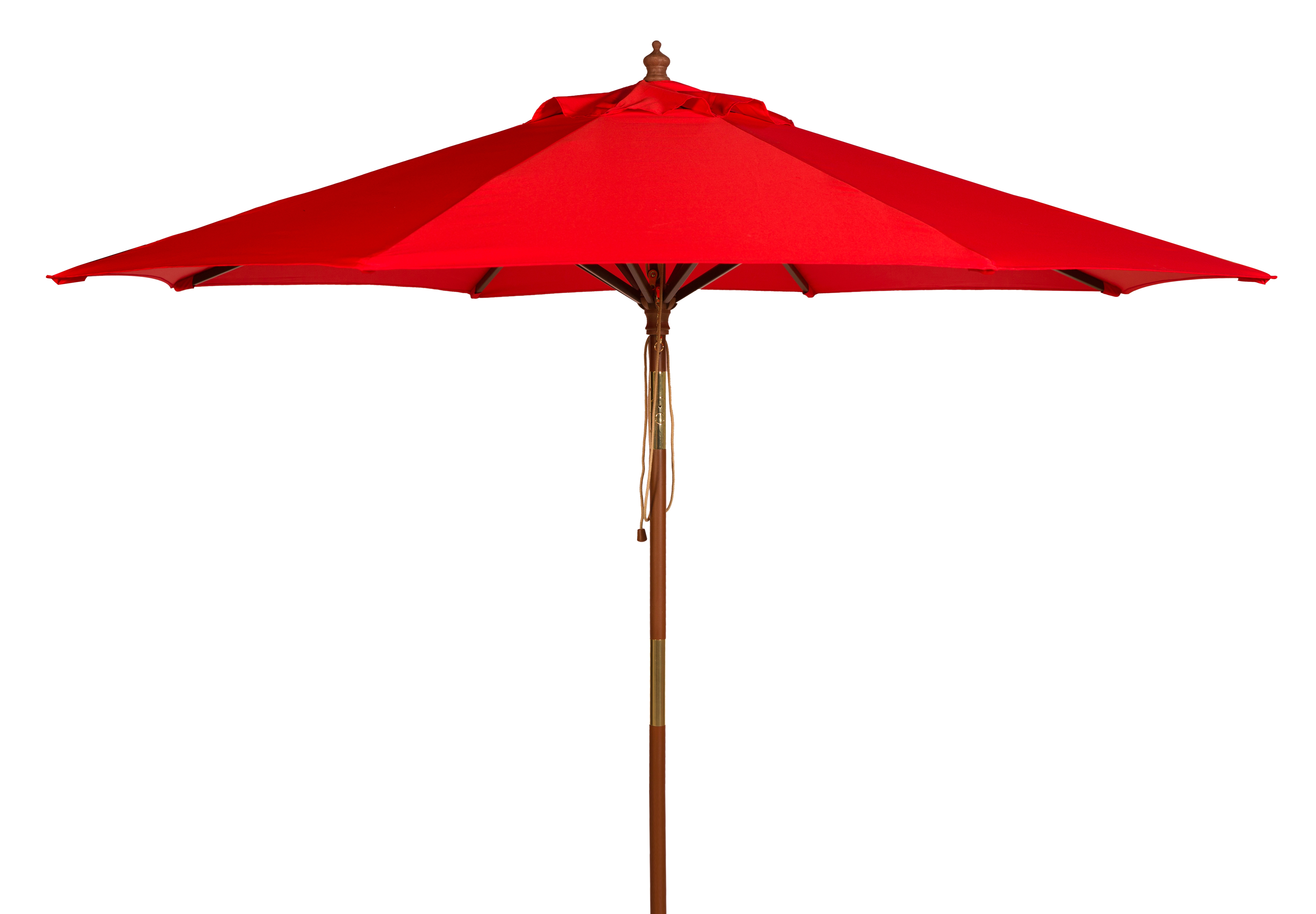 Cannes 9Ft Wooden Outdoor Umbrella - Red - Safavieh - Image 0