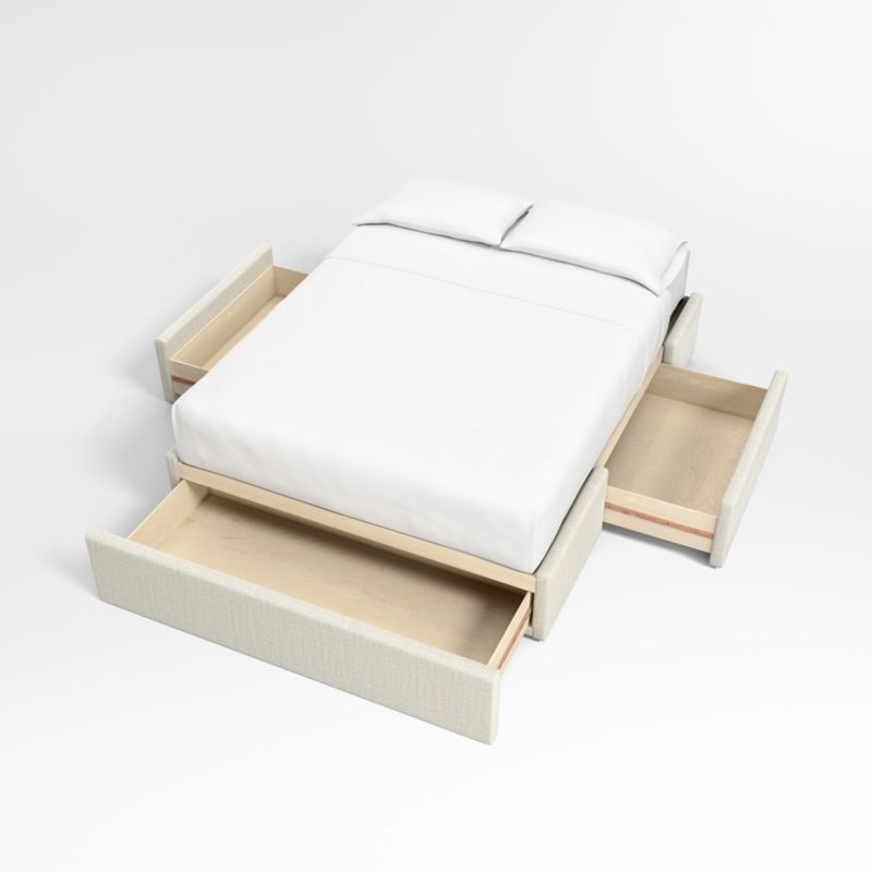 Arvada 54" Natural Beige Upholstered King Headboard with Storage Bed Base - Image 2