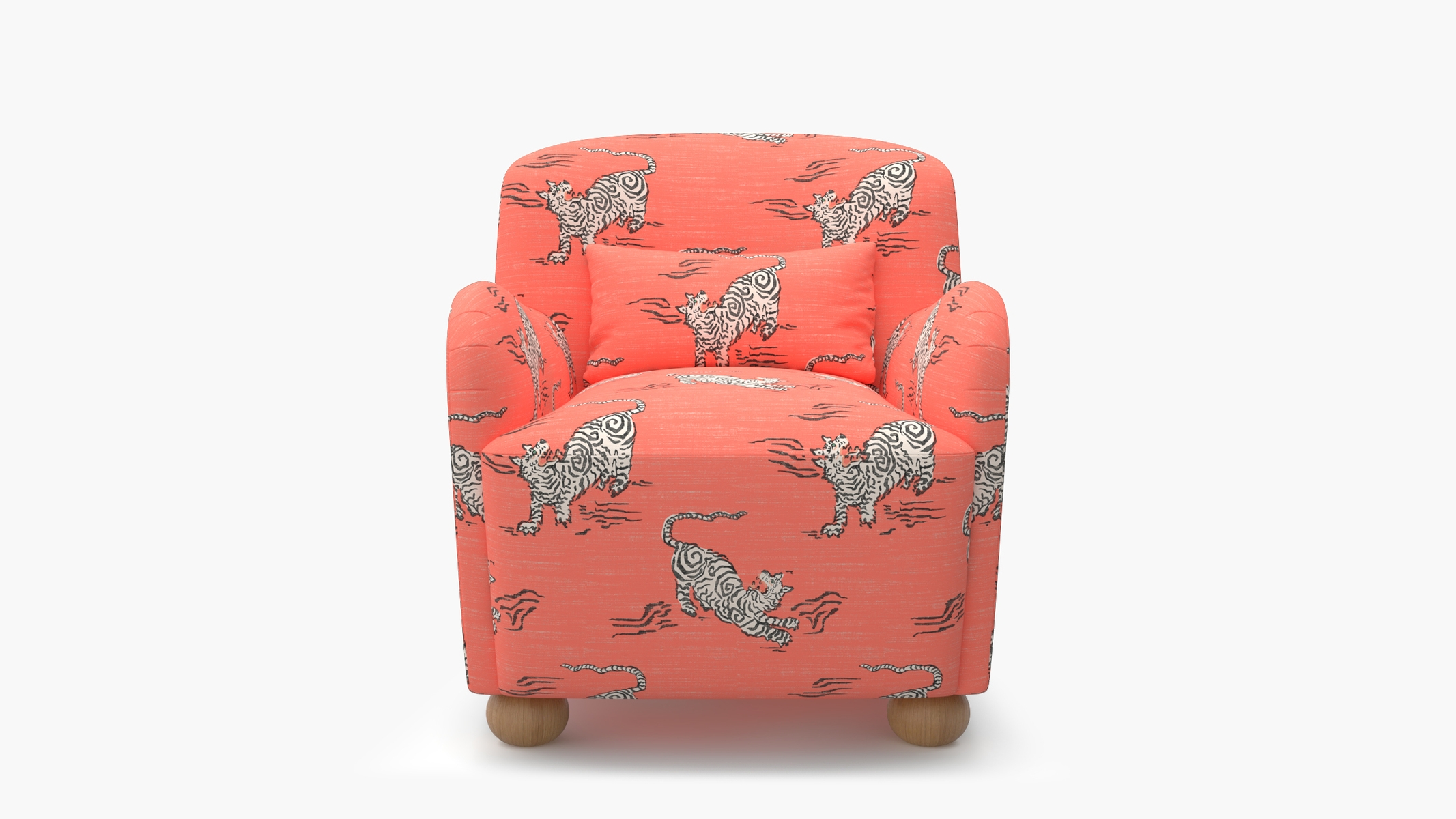 Club Chair, Coral Tigresse, Natural Bun Foot - Image 0