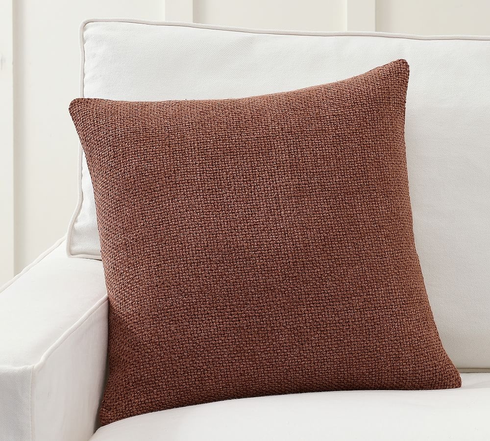 Faye Linen Textured Pillow Cover, 20", Clay - Image 0