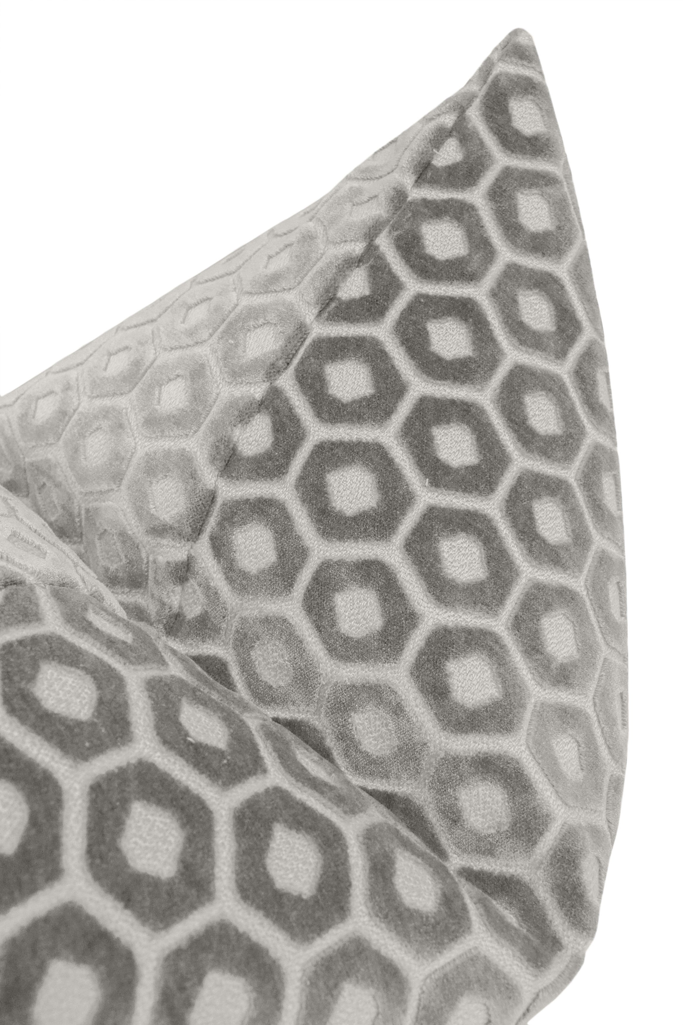 Paloma Cut Velvet Pillow Cover, Grey, 20" x 20" - Image 2