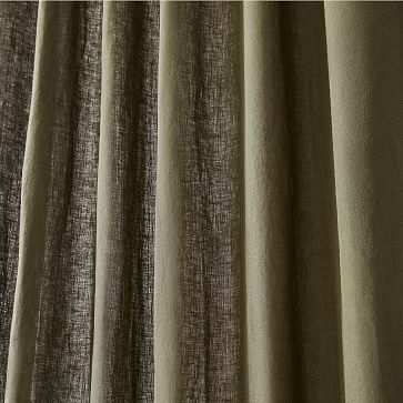 Sheer European Linen Curtain, 48"x96", Dark Olive - Image 1