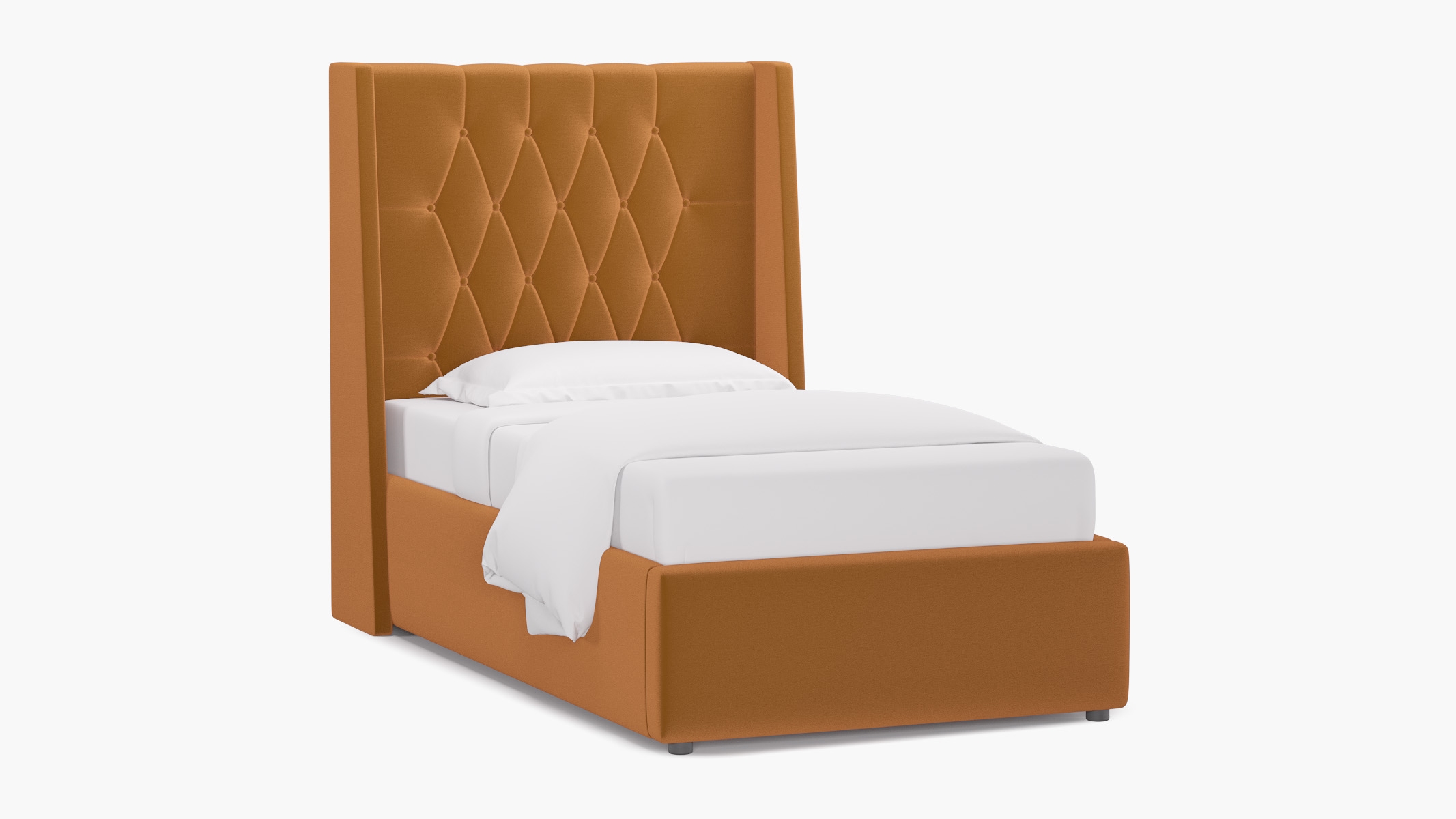 Tufted Wingback Bed, Marigold Performance Velvet, Twin - Image 1