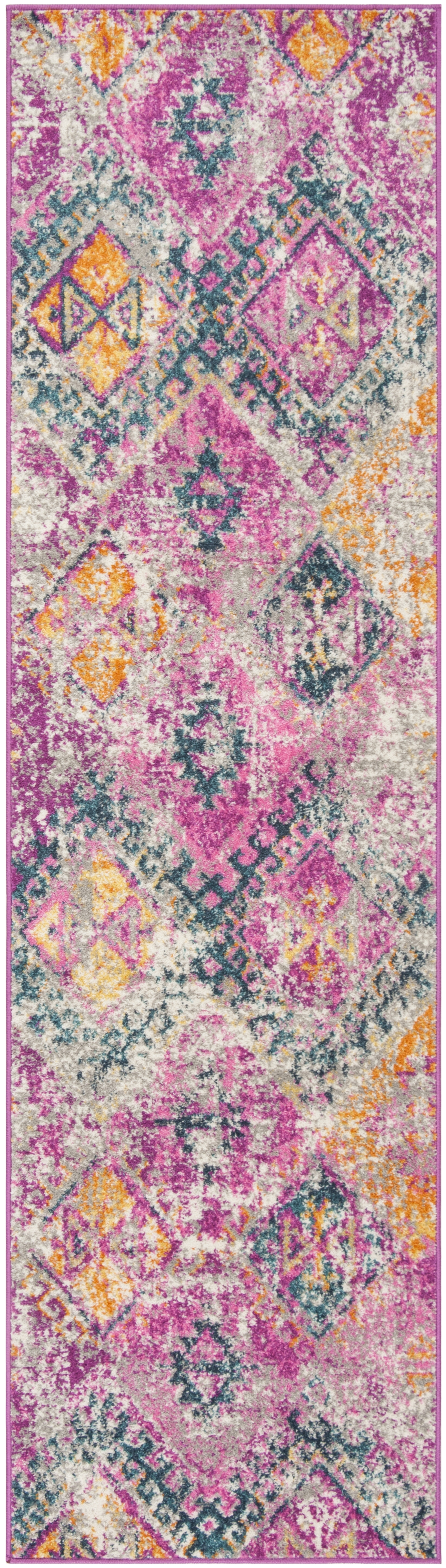 Arlo Home Woven Area Rug, MAD125F, Fuchsia/Blue,  2' 3" X 8' - Image 0