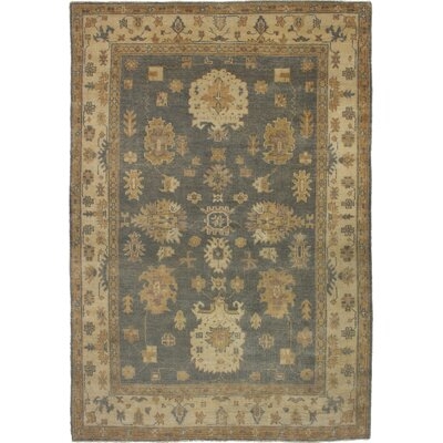 One-of-a-Kind Seavey Hand-Knotted Royal Ushak Dark Gray 5'7" x 8'4" Wool Area Rug - Image 0