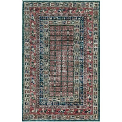 One-of-a-Kind Hand-Knotted 5'11" x 9'3" Wool Area Rug in Blue/Red - Image 0