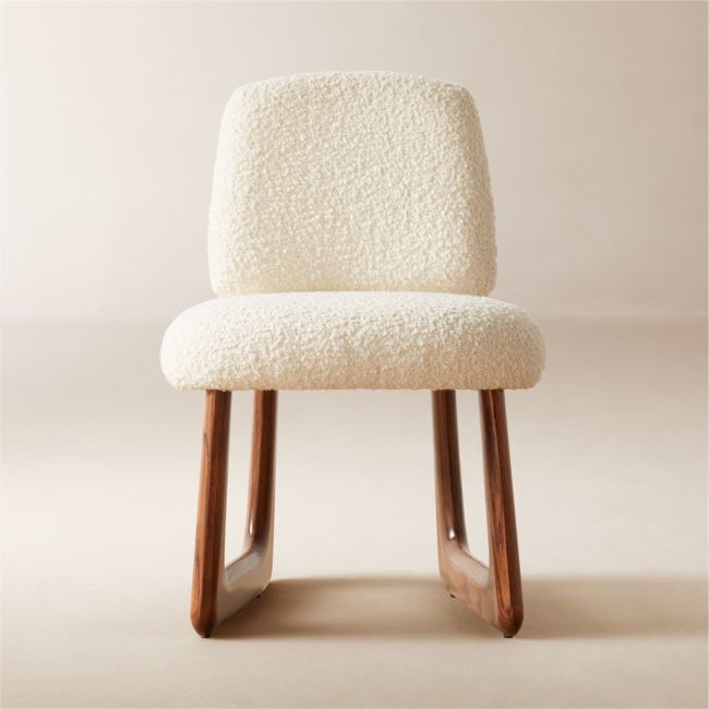 Pula Warm White Boucle Armless Dining Chair Set of 4 - Image 0