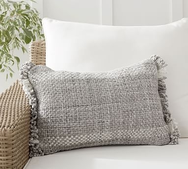 Ixora Indoor/Outdoor Lumbar Pillow , 14 x 20", Gray Multi - Image 0