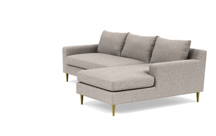 Sloan Right Sectional with Brown Earth Fabric, down alternative cushions, and Brass Plated legs - Image 4