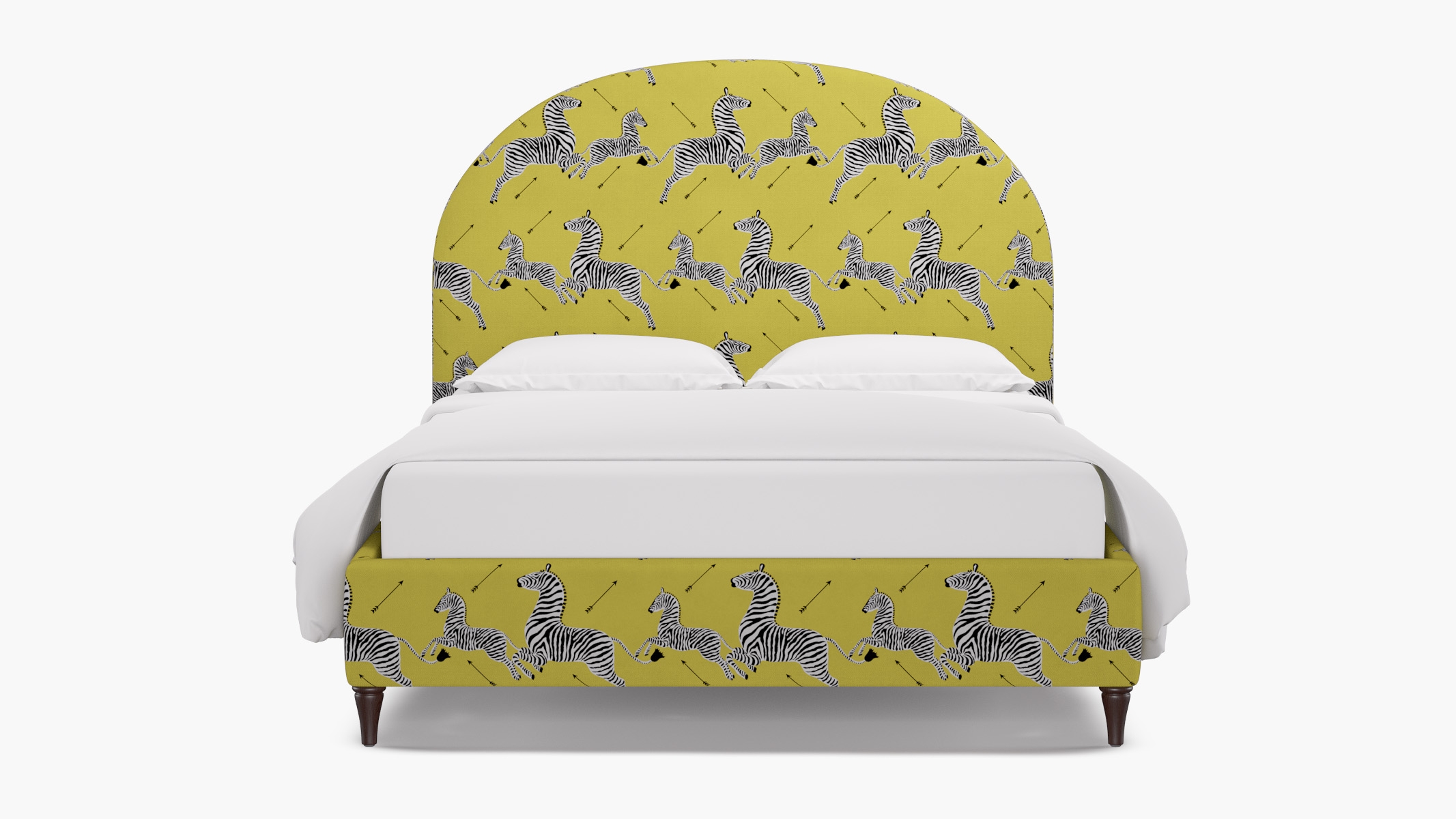 Demilune Bed, Yellow Zebra, Espresso Decorative Tapered Leg, Twin - Image 0