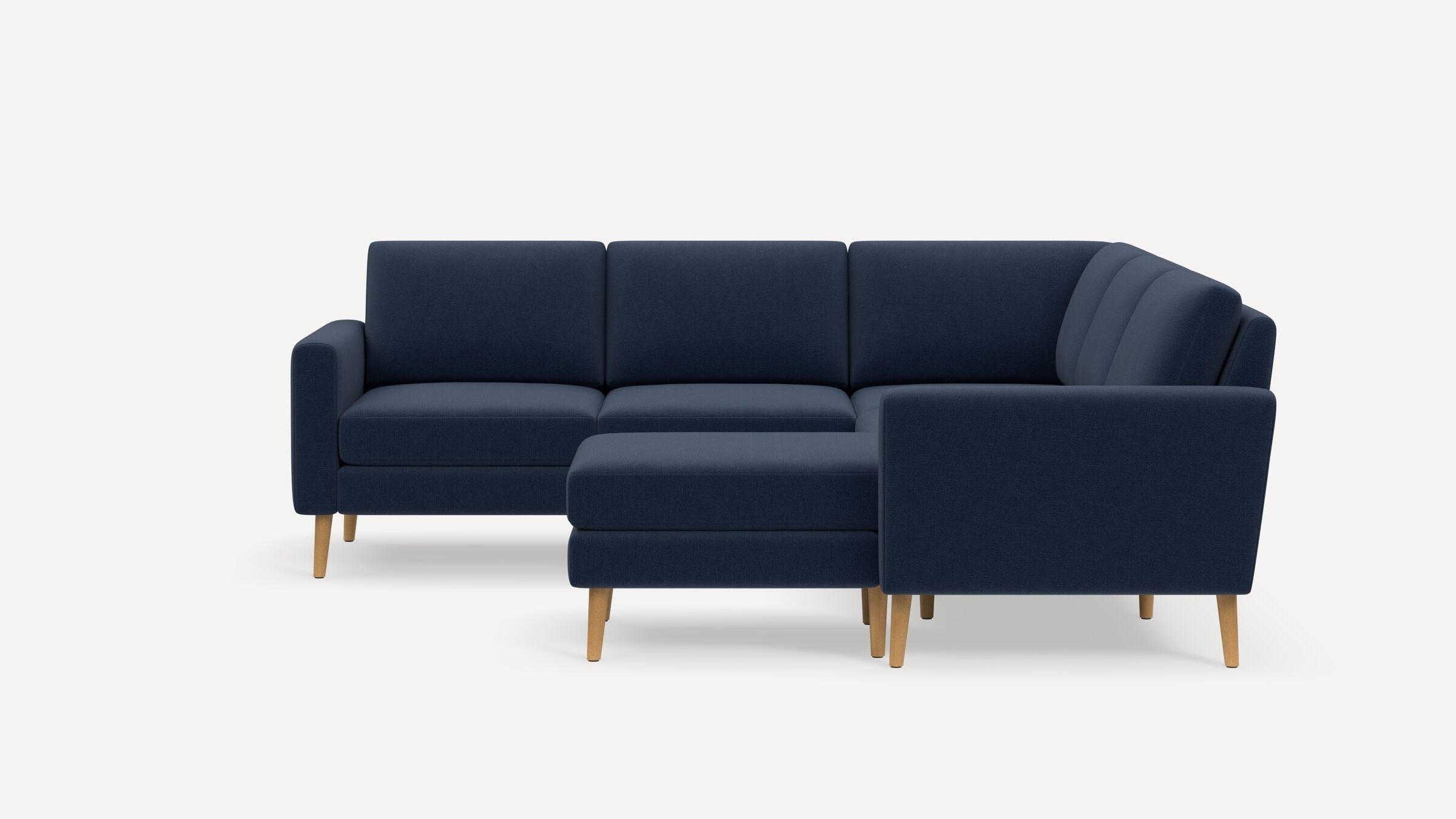 Nomad 5-Seat Corner Sectional with Chaise - Navy Blue - Performance Flatweave / Oak - Wood / Block - Image 0
