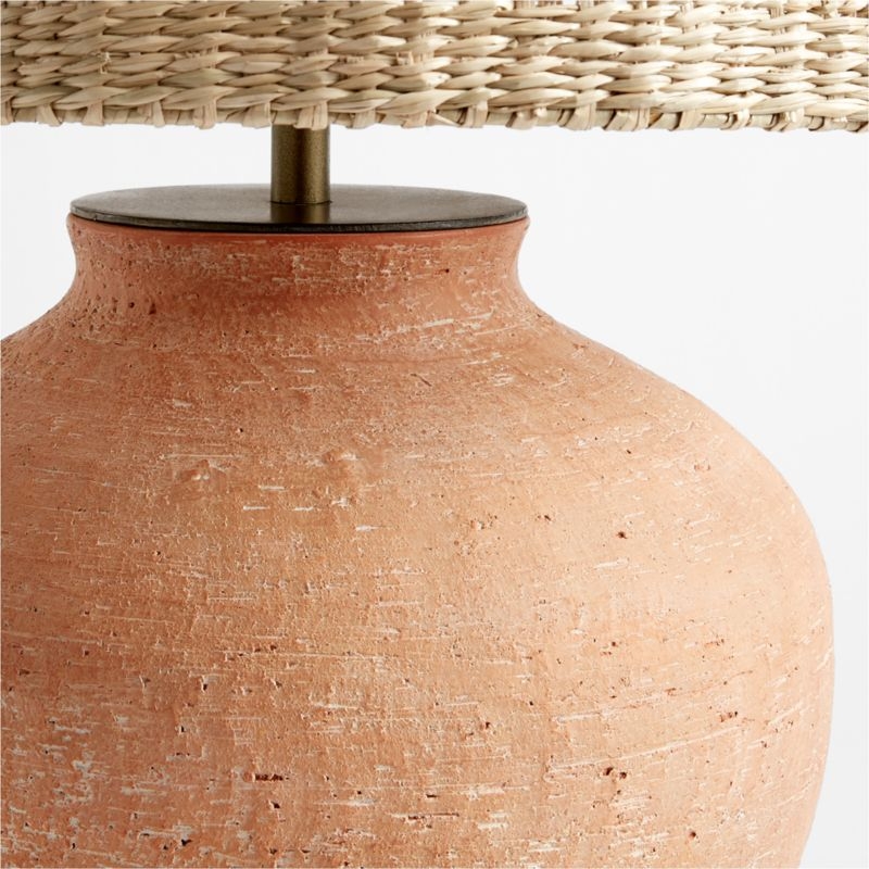 Corfu Terracotta Table Lamp with Woven Shade 26.6" - Image 4
