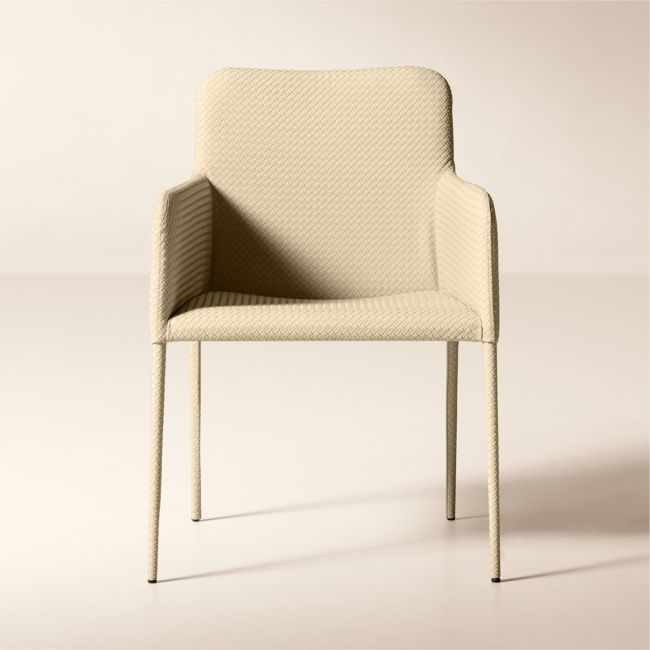 Duke Warm White Vegan Leather Dining Armchair Set of 4 - Image 0