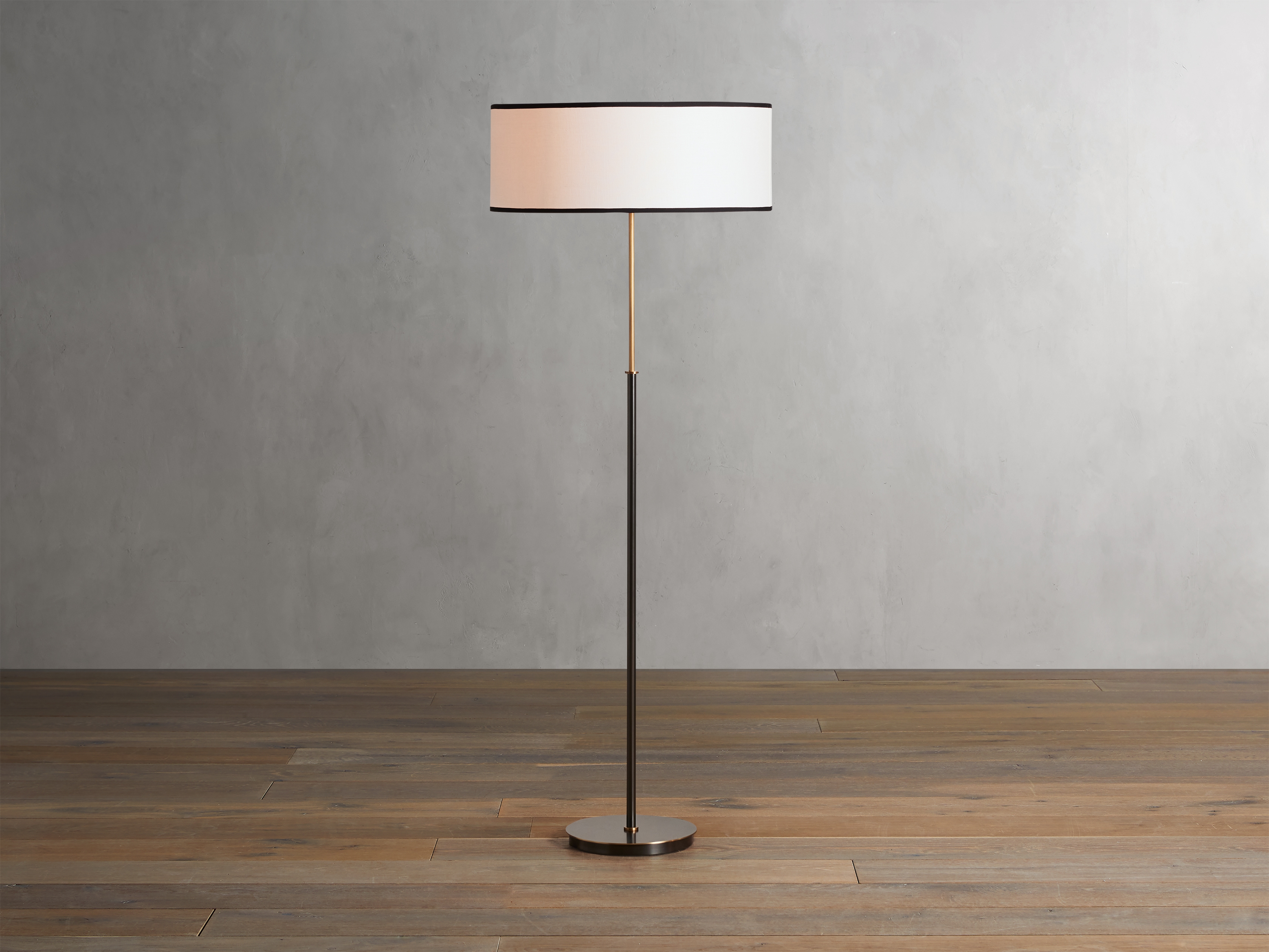 Daphne Floor Lamp in Fabric White  Black & - Image 0