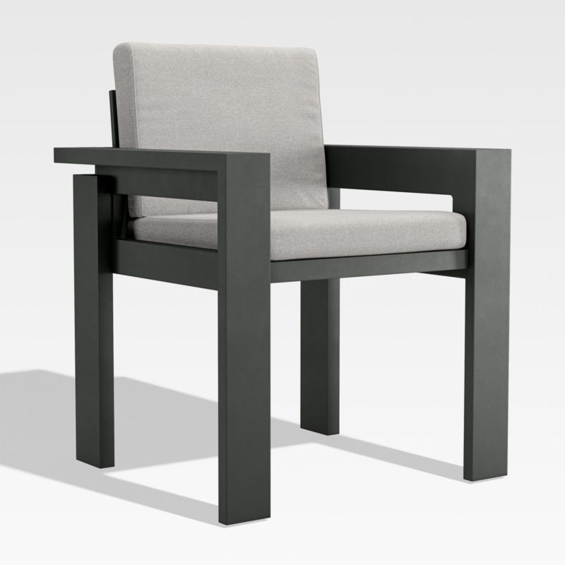 Walker Metal Outdoor Dining Armchair with Cast Silver Sunbrella ® Cushions - Image 1