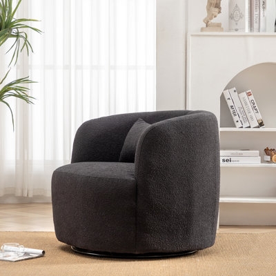 Sydney 34" Wide Boucle Upholstered Swivel Armchair - Image 0