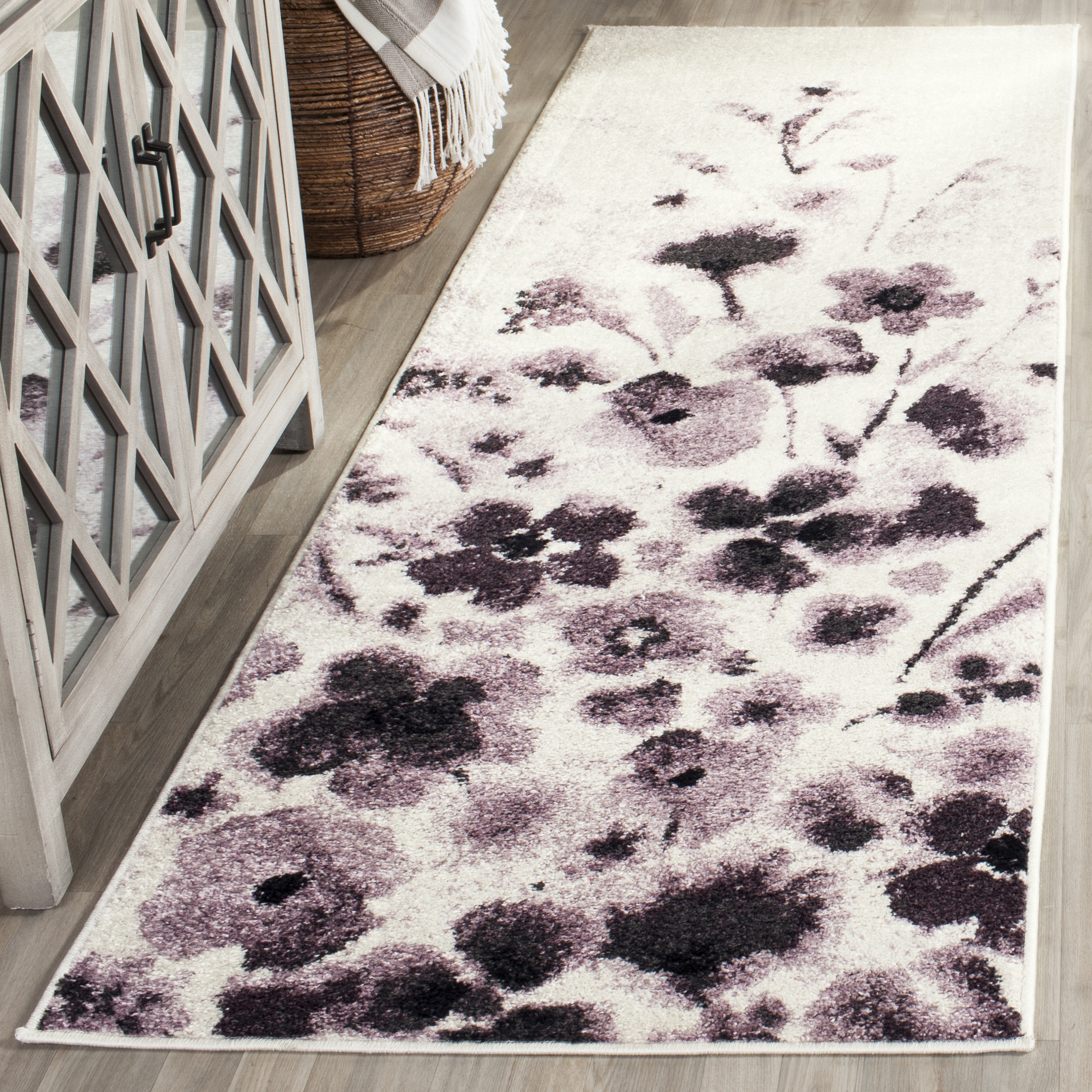 Arlo Home Woven Area Rug, ADR127L, Ivory/Purple,  2' 6" X 8' - Image 1