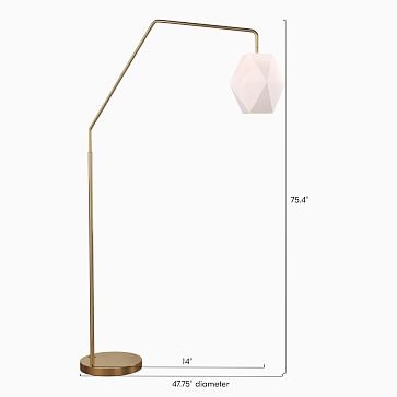Sculptural Overarching Floor Lamp, Faceted Small, Milk, Polished Nickel, 11.5" - Image 3