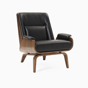 Paulo Bent Lounge Chair, Parc Leather, Black - Image 3