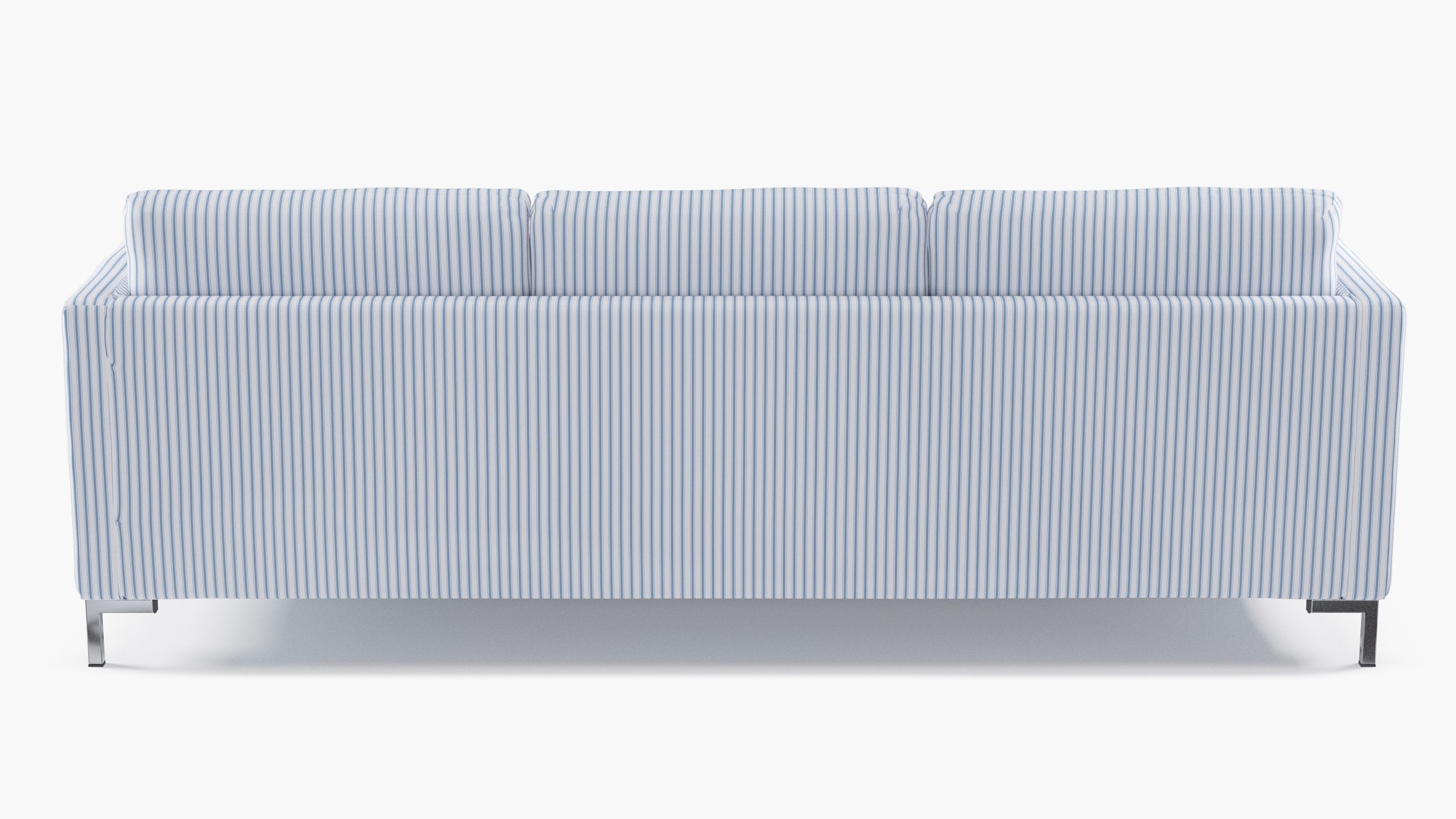 Modern Sofa, Cornflower Classic Ticking Stripe, Chrome - Image 3