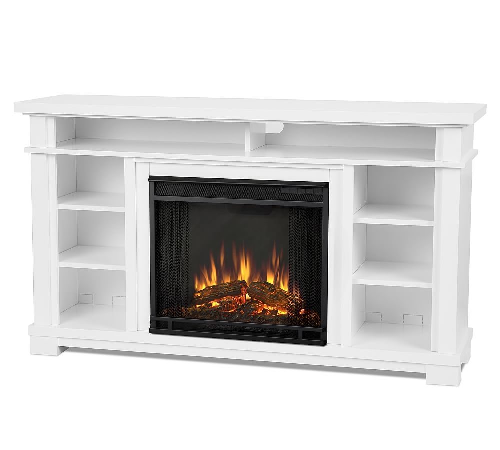 Felicia Electric Fireplace Media Cabinet, White - Image 0