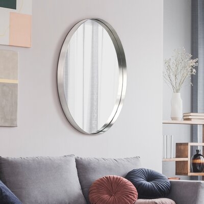 36 In. X 24 In. Ultra Oval Brushed Black Stainless Steel Framed Wall Mirror - Image 0