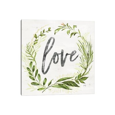 Love Greenery Wreath by Marla Rae - Wrapped Canvas Textual Art Print - Image 0