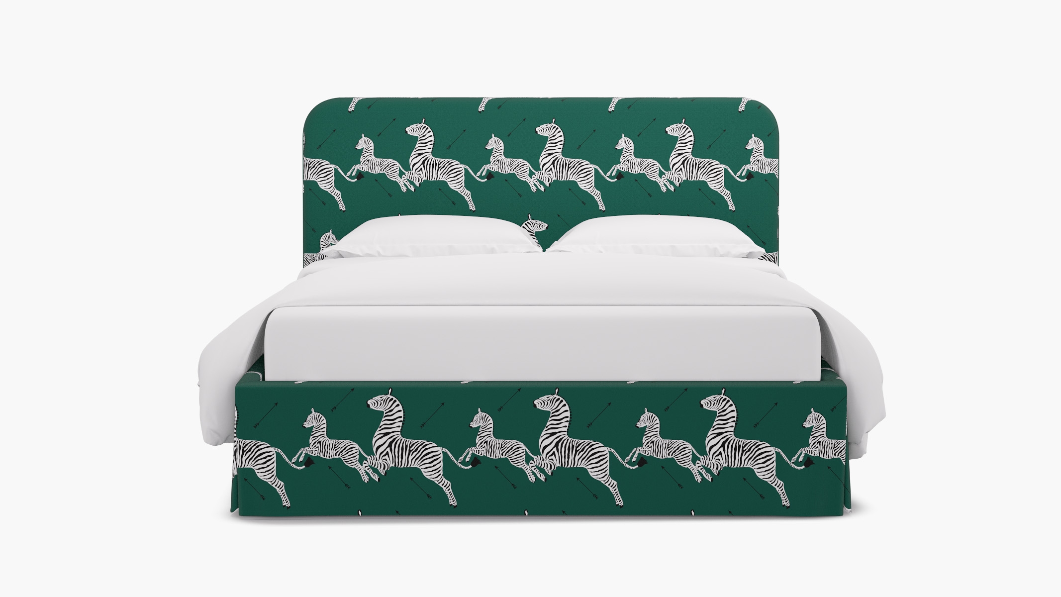 Skirted Platform Bed, Emerald Zebra, Twin - Image 0