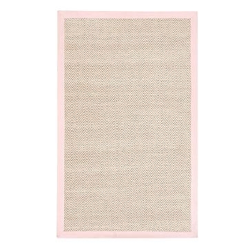 OPEN BOX: Chenille Jute Thick Solid Border Rug, 5X8, Light Pink - Image 0
