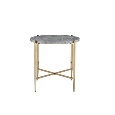 End Table, Faux Marble & Champagne Finish - Image 0