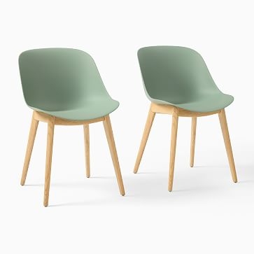 Classon Recycled Shell Chair, Set of 2, Celadon, Cool Walnut Wood - Image 1