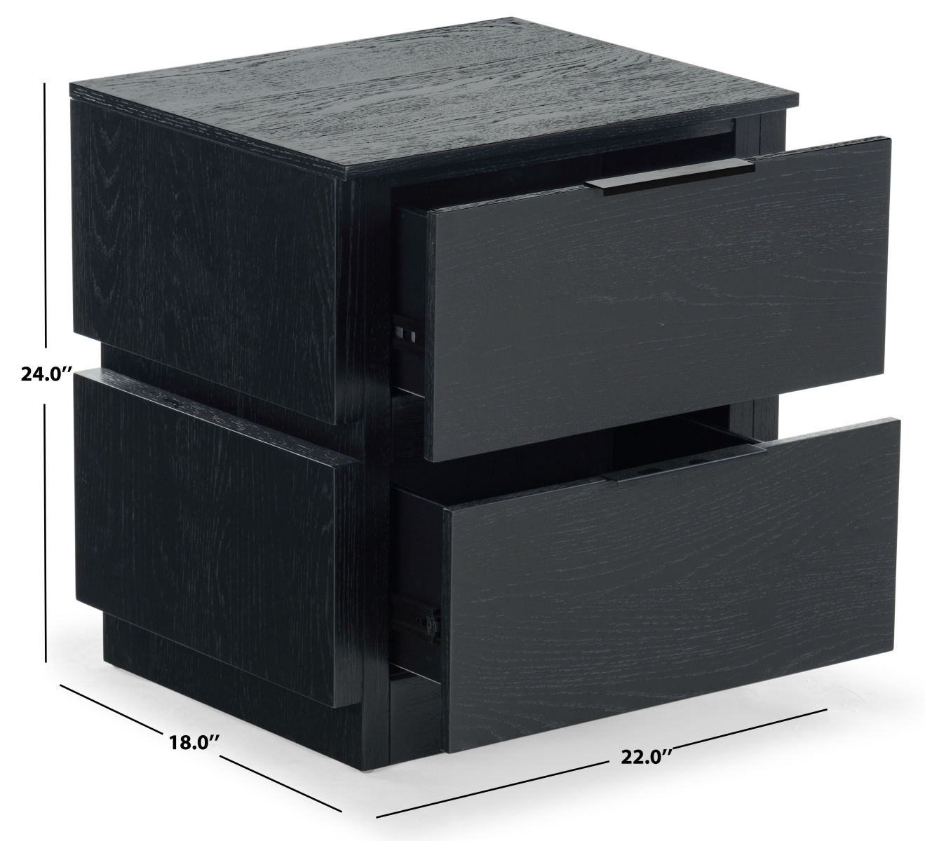 Titus 2 Drawer Nightstand - Black - Image 9