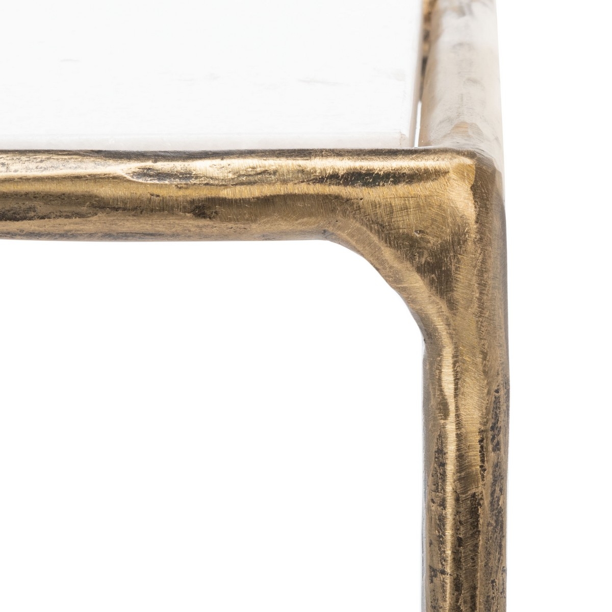 Jessa Forged Metal Rectangle Console Table - Brass/White - Image 2