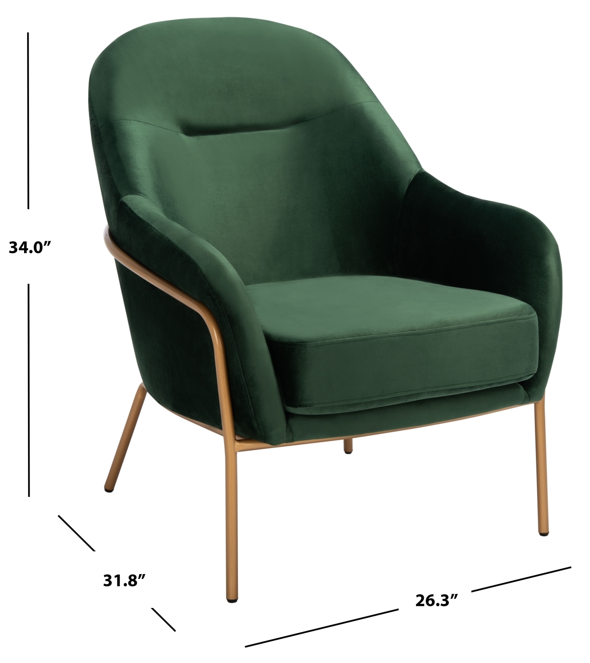 Eleazer Velvet Accent Chair - Malachite Green / Gold - Safavieh - Image 9