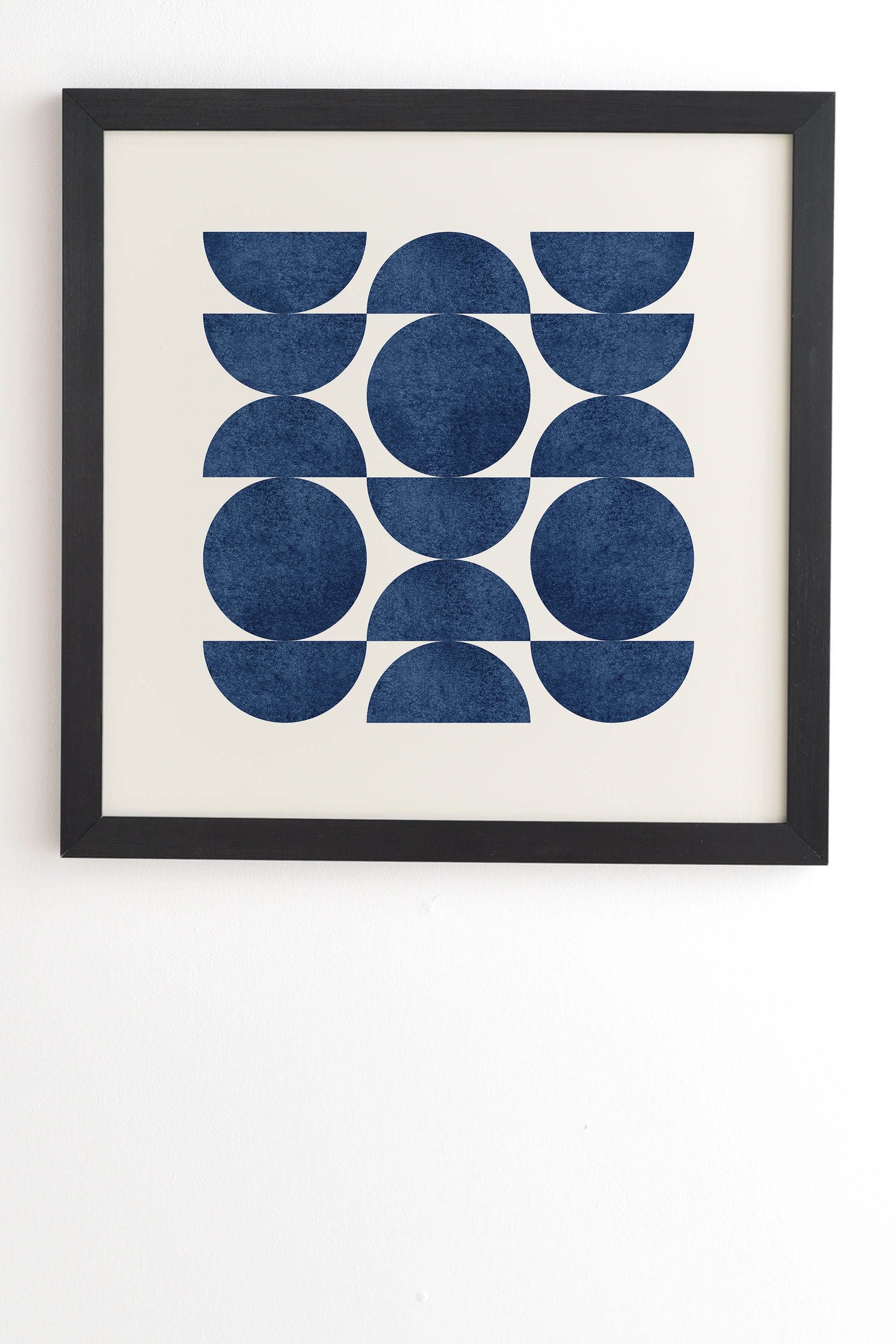 Blue Navy Retro Scandinavian Mid Century by MoonlightPrint - Framed Wall Art Basic Black 12" x 12" - Image 1