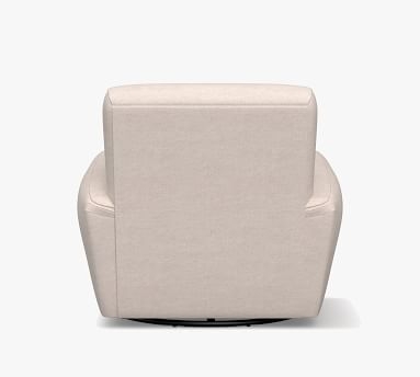 Manhattan Square Arm Upholstered Swivel Armchair, Polyester Wrapped Cushions, Performance Heathered Tweed Pebble - Image 3