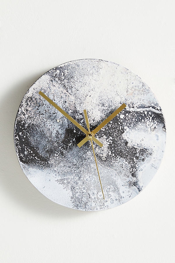 Marbleized Wall Clock By Anthropologie in Black - Image 0