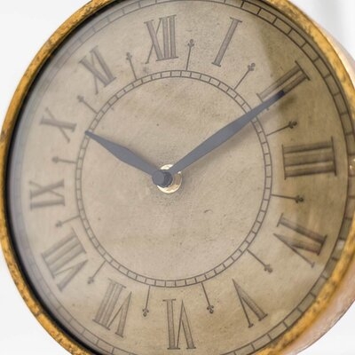 Analog Metal Quartz Tabletop Clock in Antiques Brass - Image 0