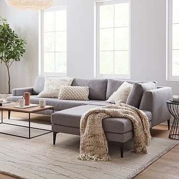 Andes 105" Left Multi Seat 3-Piece Ottoman Sectional, Standard Depth, Performance Coastal Linen, Anchor Gray, BB - Image 2