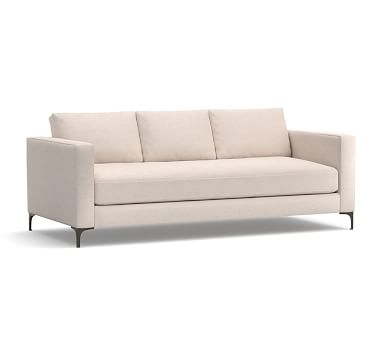 Jake Upholstered Apartment Sofa 63" with Brushed Nickel Legs, Polyester Wrapped Cushions, Sunbrella(R) Performance Boss Herringbone Pebble - Image 5