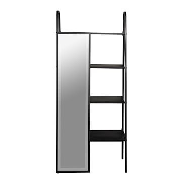 Entry Floor Mirror with Shelves, Black, 67" - Image 2