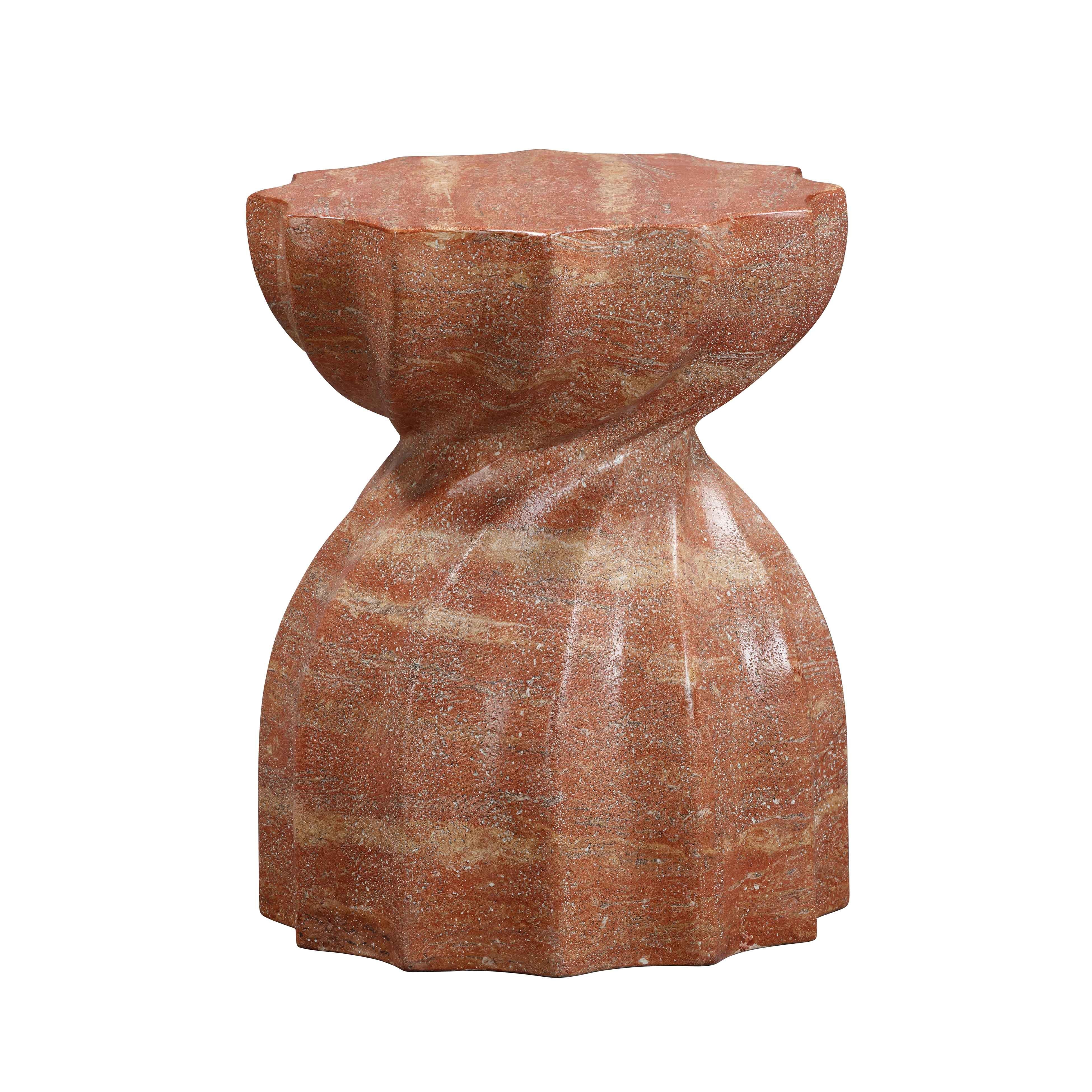 Turin Faux Red Sandstone Indoor / Outdoor Concrete Stool - Image 1