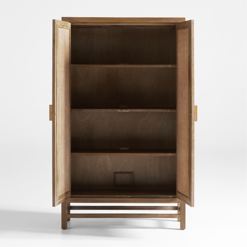 Blake Light Brown Teak and Rattan 2-Door Storage Cabinet - Image 3