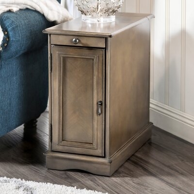 Korhonen Tray Top Block End Table with Storage and Built-In Outlets - Image 0
