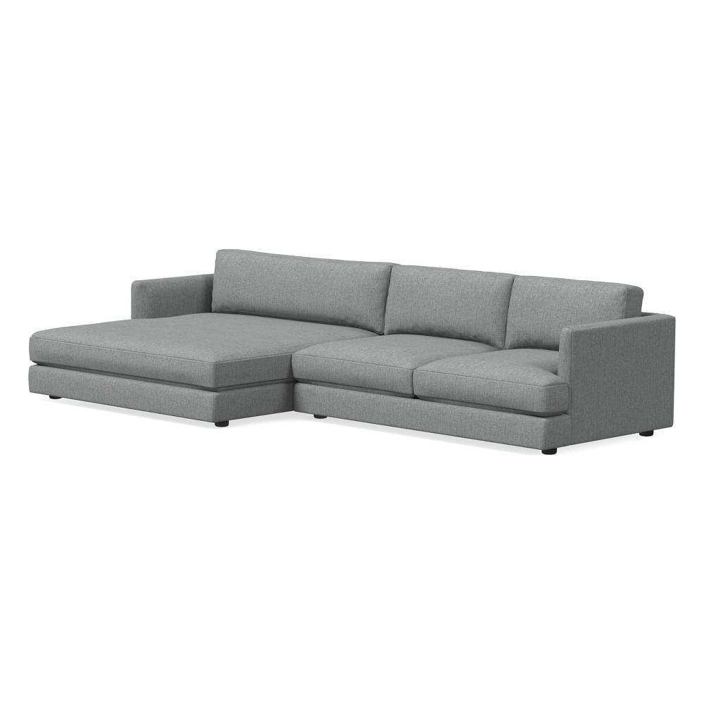 Haven 127" Left Multi Seat Double Wide Chaise Sectional, Standard Depth, Performance Coastal Linen, Anchor Gray - Image 0